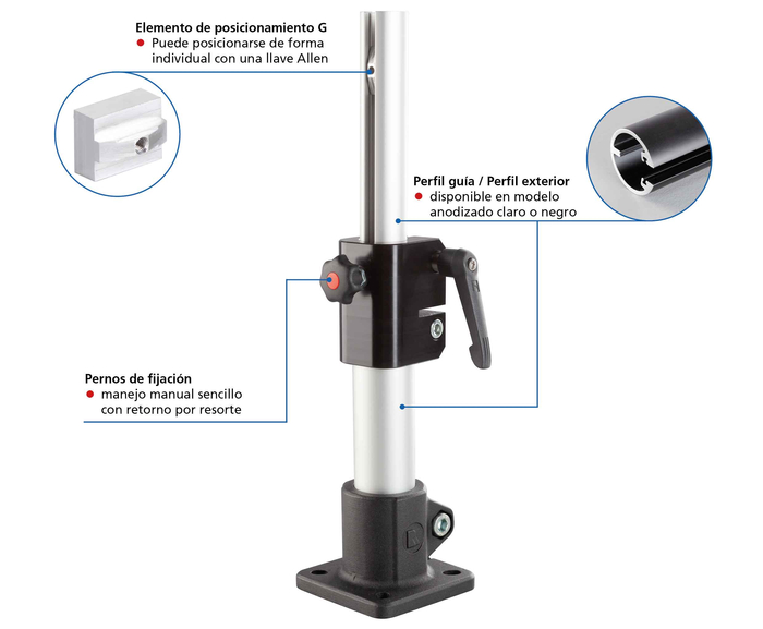 Características de producto de la guía de deslizamiento RK LightUnit-G telescope